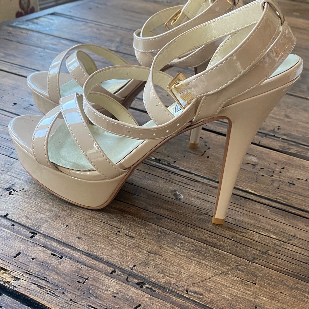 Touch Ups Patent Strappy Nude Platform Heels - Picture 8 of 11
